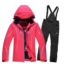 Womens outdoor skiing jackets Winter Snowboarding women’s Windproof Waterproof Ski Jackets+Warm Pants Breathable Sportswear
