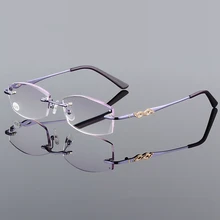 Для женщин драгоценный камень резит чтения очки без оправы очки при дальнозоркости, покрытая цельной полиуретановой кожей очки компьютерные очки для чтения