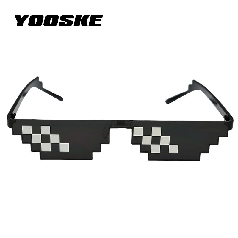Yooske иметь дело с ним Солнцезащитные очки для женщин Для мужчин Thug Life Очки Для женщин Винтаж черный Мозаика плюс полигональные 8 битов глаз Очки Стиль pixel