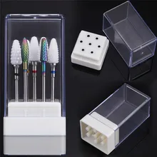 Дизайн ногтей 7 отверстий фрез для маникюра/педикюра держатель Дисплей в положении стоя, крышка для хранения