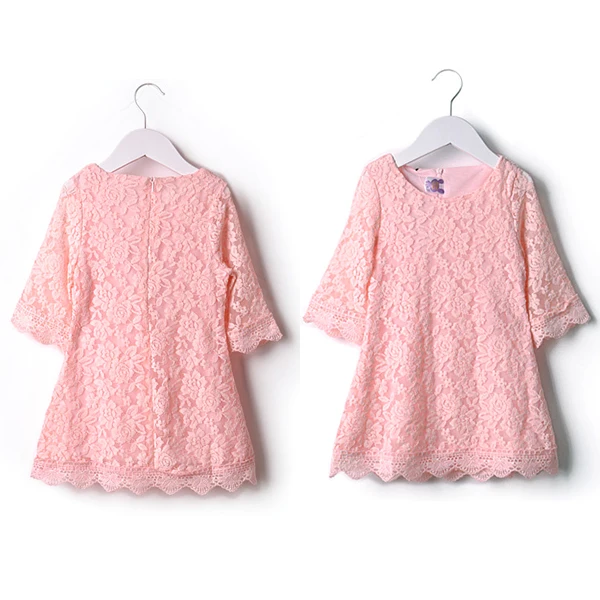

New Baby Girls Summer Party Lace Dress Kid Toddler Floral Half Sleeve Dress
