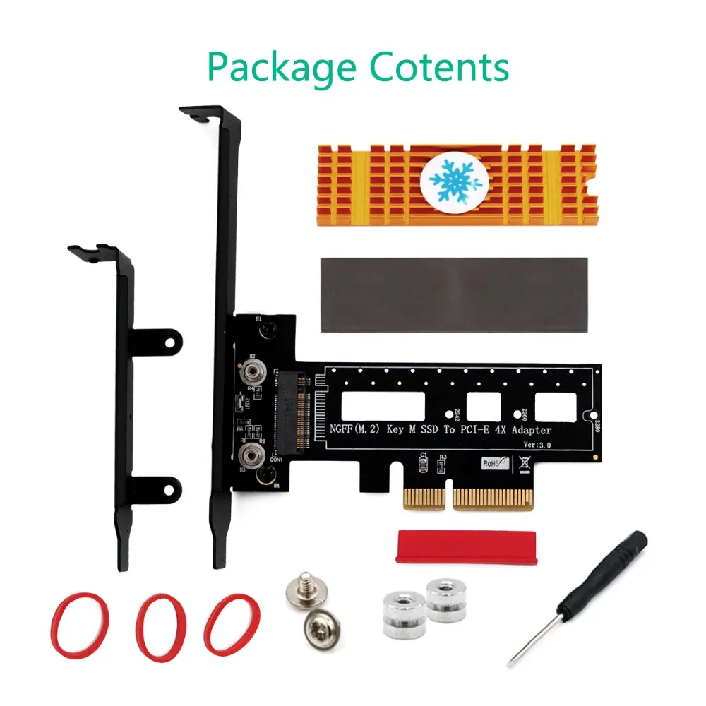 M.2 NGFF SSD к PCI Express 3,0x4 переходная карта с ssd-радиатор
