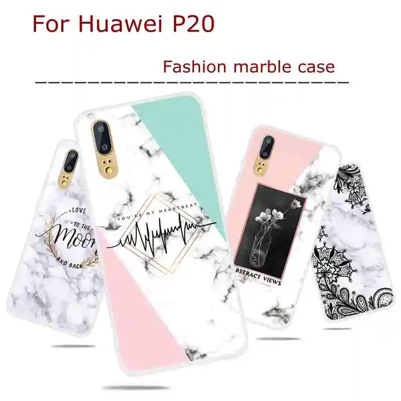 Модный мраморный чехол для Huawei P20 pro Мягкий ТПУ силиконовый бампер противоударные