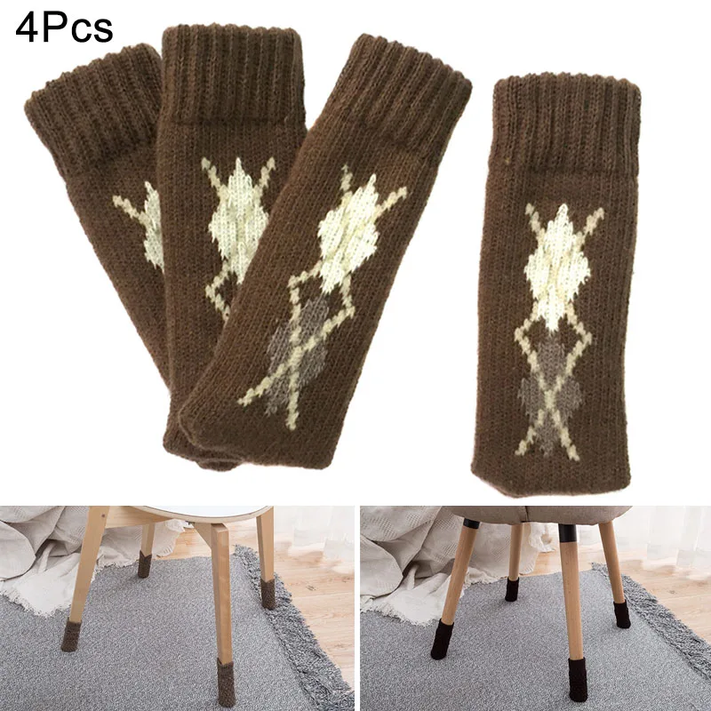 

4 Pcs/Set Chair Leg Cover Knitted Socks Non-slip Table Legs Sleeve Home Floor Protector FP8