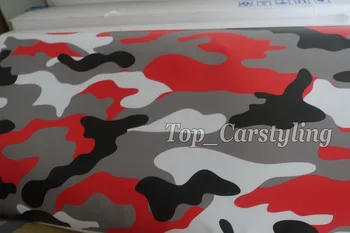 

152x80cm Snow red White Ubran Camo Vinyl Car Wrap Air Bubble For Car / bike motorcyle boat Wrapping covering foil