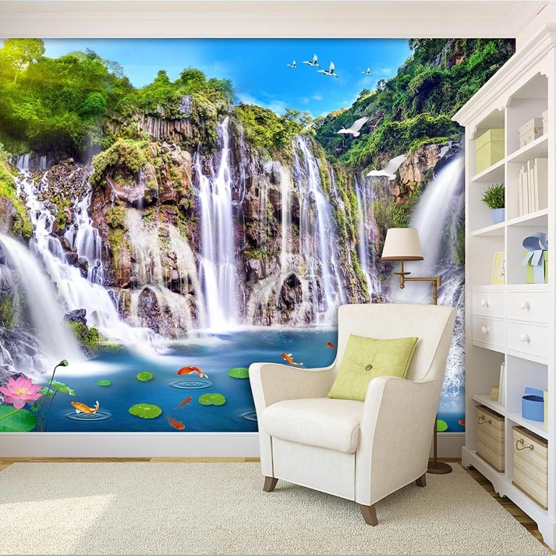 Пользовательские мурасл 3D мост, пейзаж водопад природные фотопейзажи обои Papel де Parede гостиная спальня фоновая стена