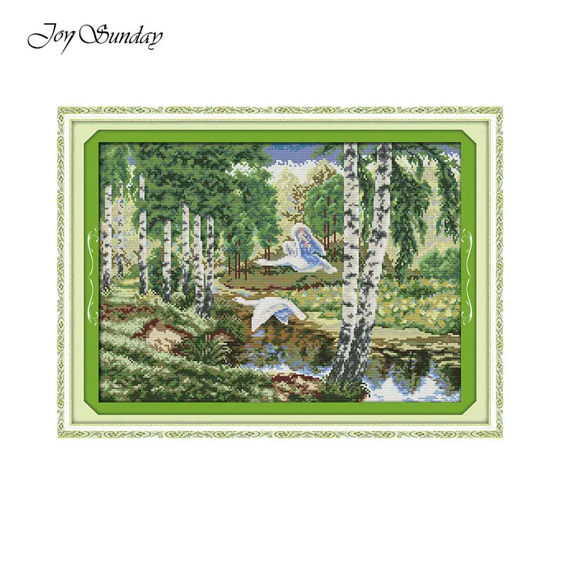 The wild geese in the forest Вышивальная нить фирмы dmc подсчитанный Набор для вышивки