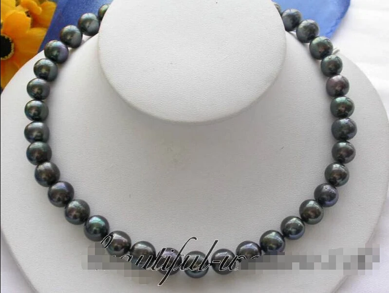 

FREE SHIPPING ****** z3104 17inch 12mm black round freshwater pearl necklace