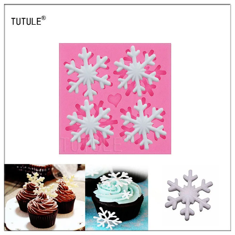 

Gadgets - Silicone Snowflake Mold, 4 Cavities Candy Delicate , Flexible Cookies Baking Sugar Christmas, Mold