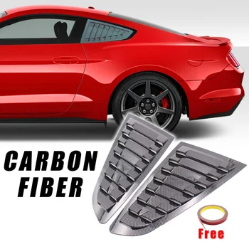 

2Pcs Carbon Fiber Color Rear Quarter Panel Window Side Vent Louvers Shield Sticker For Ford For Mustang 2015 2016 2017 2018 2019