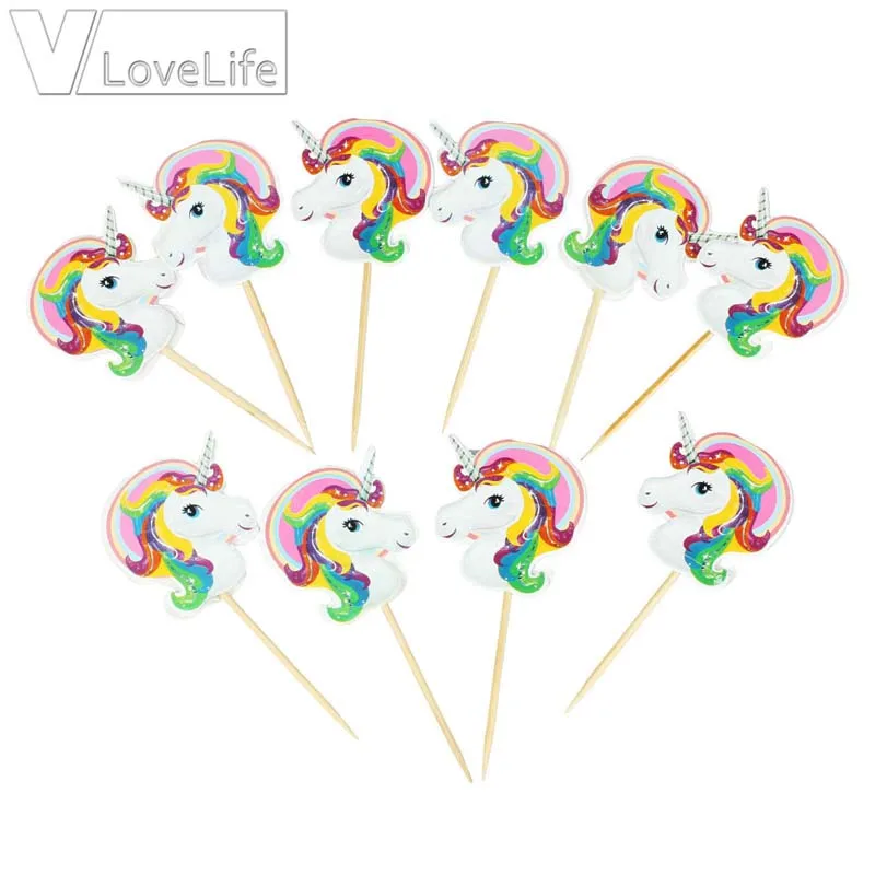 Набор розовых тарелок в виде единорога для дня рождения 1 набор|Украшения своими