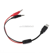 Copper Alligator Clips with Wire Male USB Connector Test Leads Crocodile Clamp R24 Drop Ship