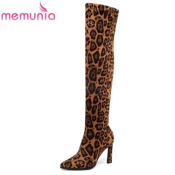 

MEMUNIA Leopard Women's Stretch Boots Slim Long Over The Knee Boots Strange High Heel Autumn Shoes Ladies Thigh High Boots