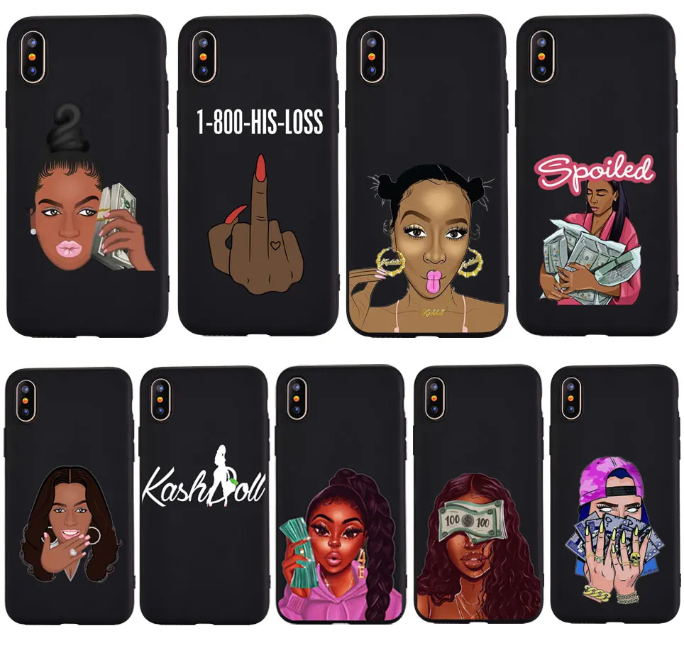 Забавный чехол для телефона kash doll Black Girl для iPhone 7, 6s, 8 Plus, 5S, SE, X, XR, XS, MAX, TPU чехол для samsung A50, S8, S9, S10