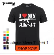 Boutique Men Tops Tees Summer Fashion New AK47 Printed T Shirt Short Sleeve Men AK 47 Rifle Gun Personalized T Shirts 3XL