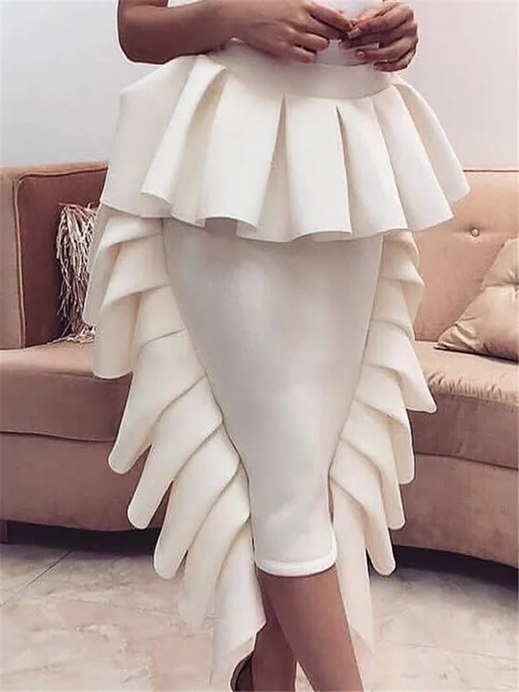 Only Skirt Модные комплекты из двух предметов, летние женские сексуальные топы на одно плечо с юбкой, открытые плечи, открытая спина, оборки, Клубные, вечерние, обтягивающие - Цвет: Only Skirt