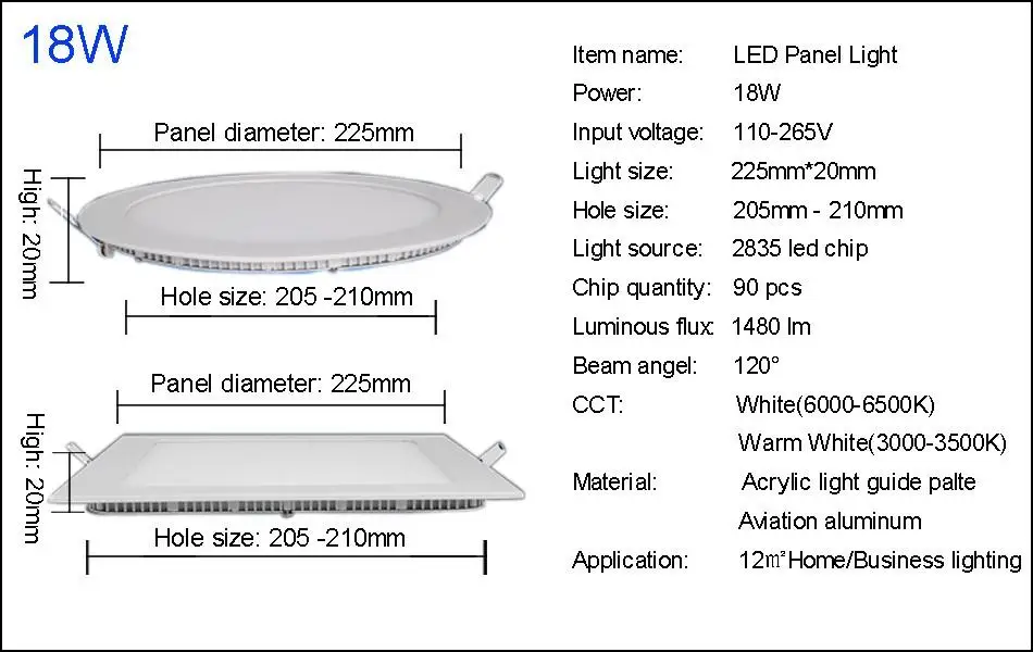 10 шт. 15 Вт LED Панель свет AC85 ~ 265 В Светильники круглый квадратный ультра тонкий Светодиодные осветительные панели SMD2835 для дома освещение