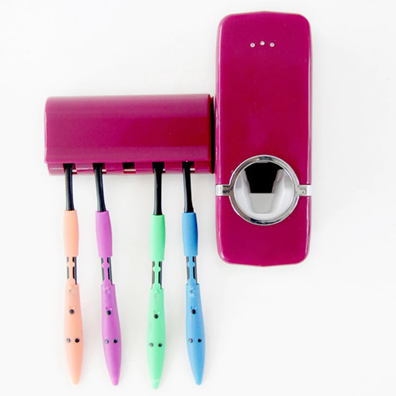 Tidy & home decro Bathroom Accessories Wall Mount Rack Automatic Toothpaste Dispenser 5 Toothbrush Holder salle de bain
