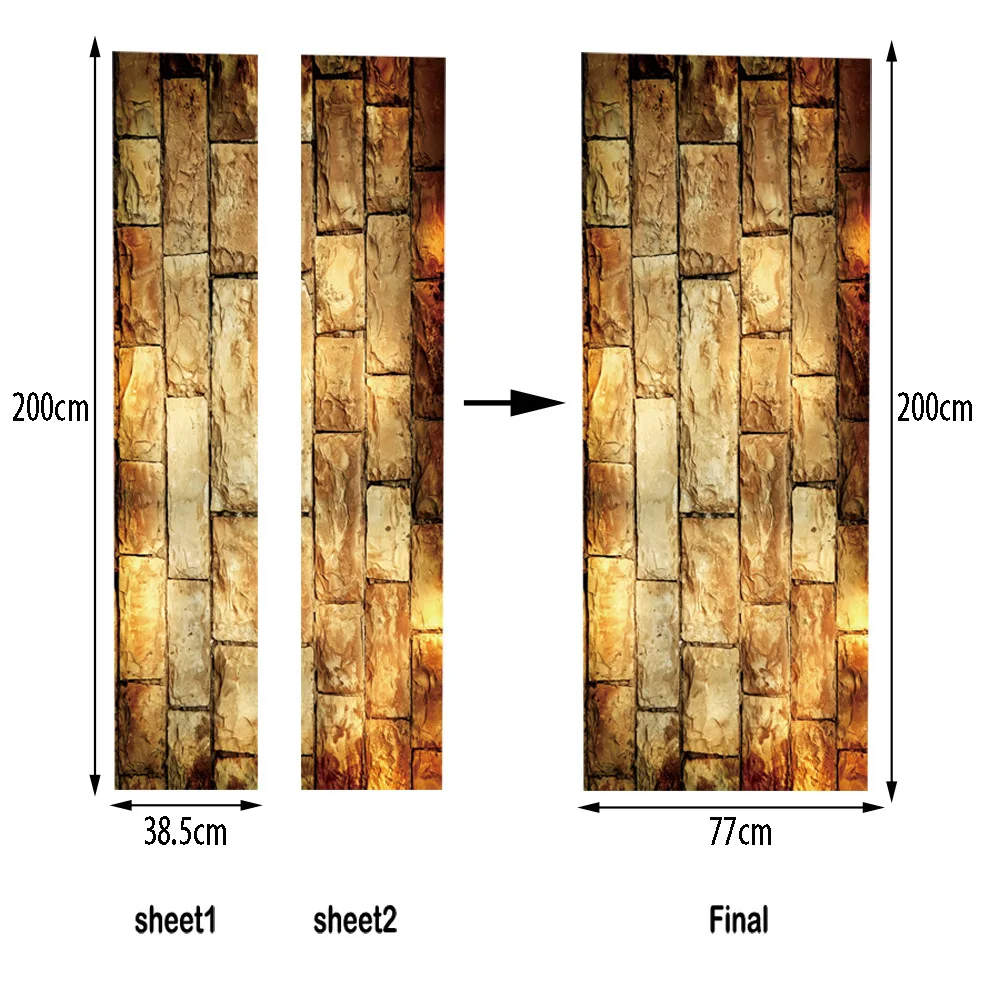 Винтажные желтые кирпичи двери Стикеры ванная комната Декор Двери Виниловые Обои DIY водонепроницаемые настенные стикеры s домашний декор пленки