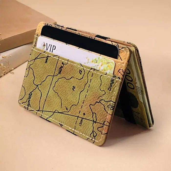 1 шт. складная короткая сумка из искусственной кожи для карт кошелек карта мира узор ID кредитный держатель для карт кошелек новинка