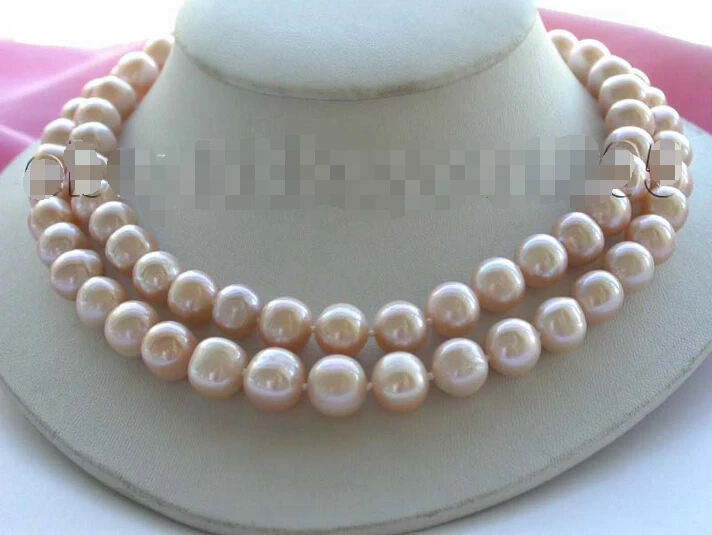 

32" Genuine Natural 12mm Pink Round Pearl Necklace 14KGP #f1589!