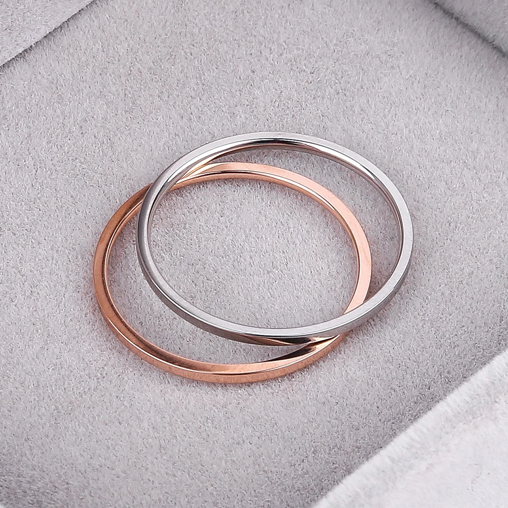Knock ( 1.2 MM ) Promotion Titanium Steel Rose Gold Color Anti-allergy Smooth Couple Wedding Ring Woman Man Fashion Jewelry - Image 4