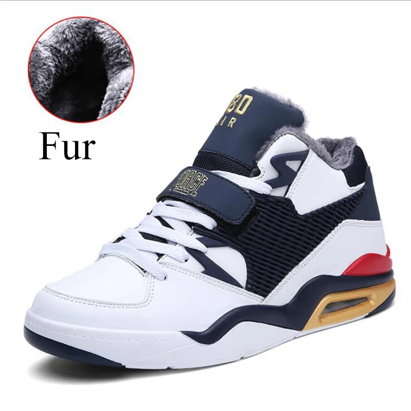 

Professional Basketball Shoes Men Sports Sneakers Air Cushion Winter Fur Keep Warm Males Shoes Big Size 39-47
