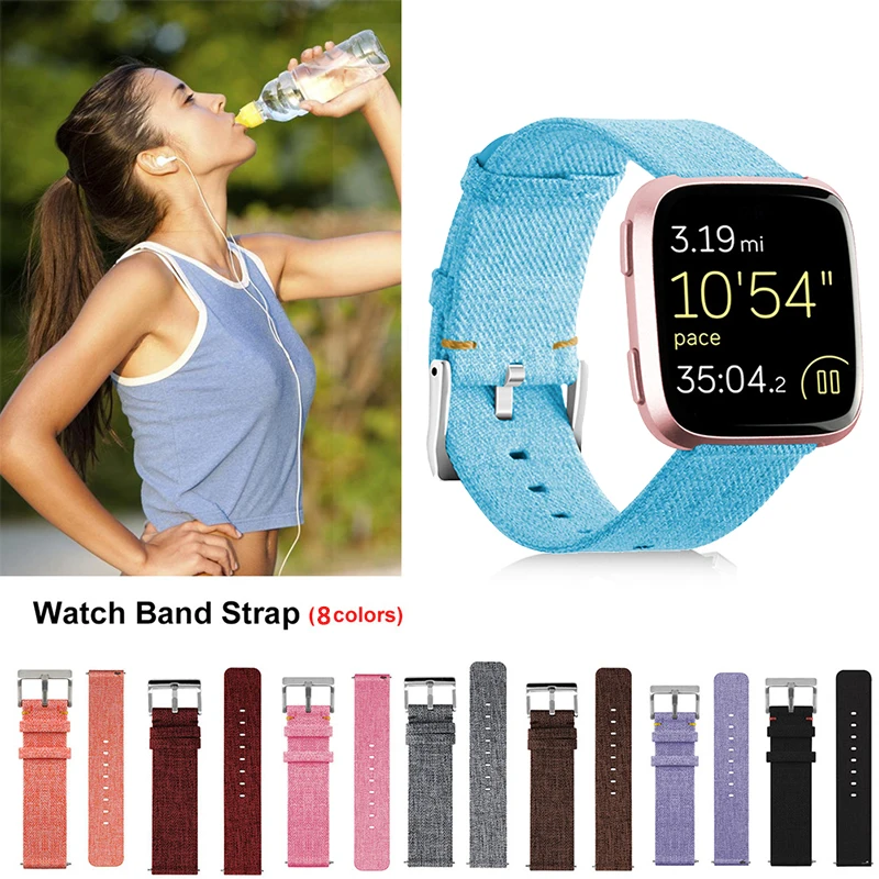 Для Fitbit Versa браслет ремешок на запястье умные часы браслет ремешок мягкий деним холст сменный Браслет наручных часов Ремешок для умных часов Браслеты