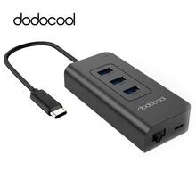 Dodocool USB-C 3.1 до 3-портовый USB-РАЗЪЕМ 3.0 Концентратор с Gigabit Ethernet адаптер и кабель Питания Доставки Высокая Скорость для Mac OS X Windows