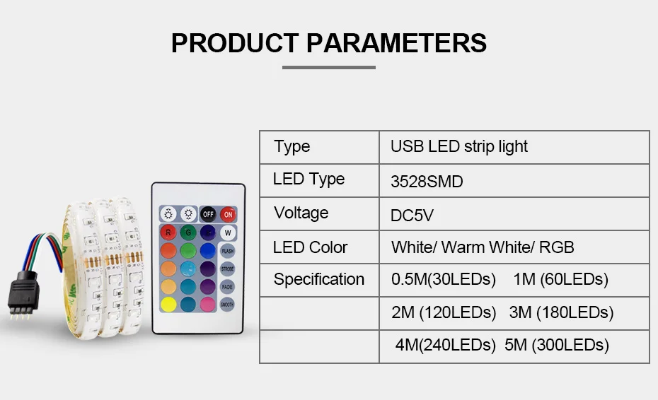 RGB светодиодный светильник полоса USB Водонепроницаемый ТВ светильник s белый/теплый белый светодиодный светильник с 24 клавишами дистанционного управления затемняемый Светодиодный светильник ing