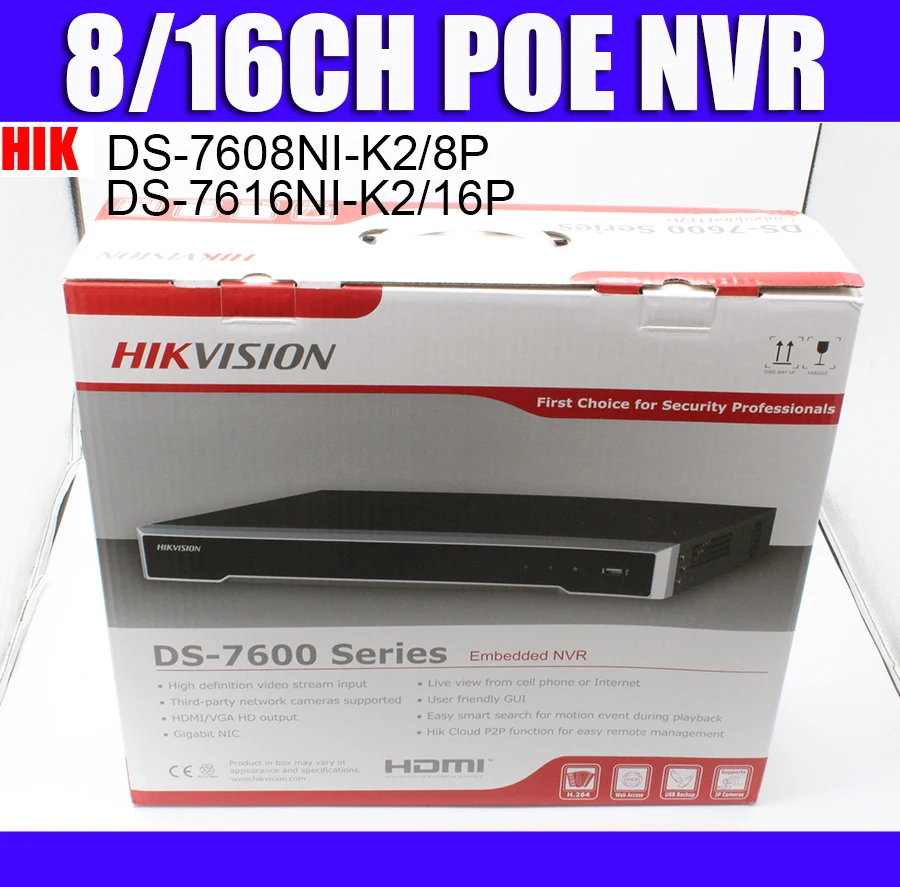 Сетевой видеорегистратор Hikvision DS-7608NI-K2/8 P DS-7616NI-K2/16 P 8MP H.265 NVR POE 8CH 16CH