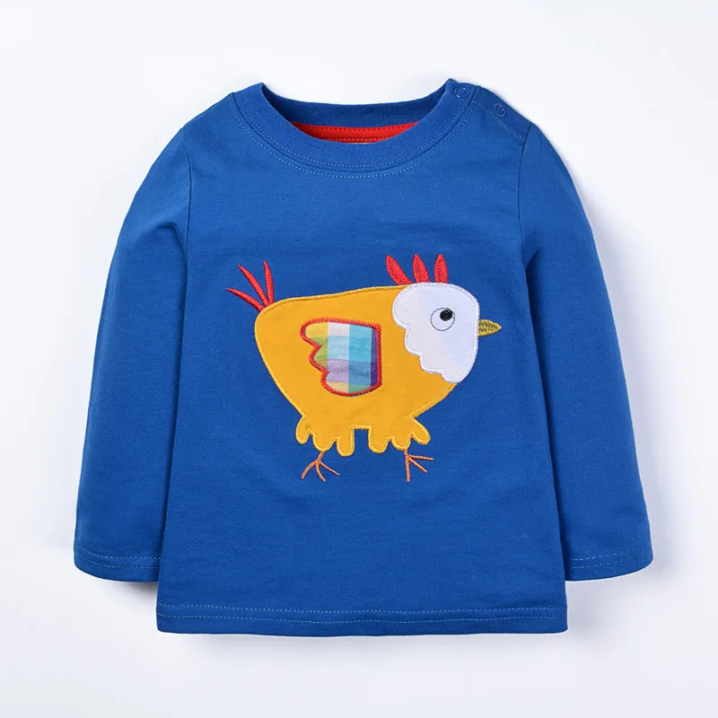 Kids spring autumn winter t shirts baby boys long sleeve cartoon clothing with printed a chicken
