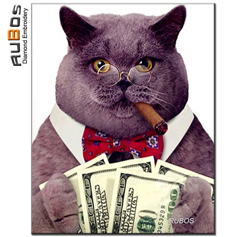RUBOS cat money boss DIY 5D diamond mosaic sale diamond embroidery pattern diamond painting from crystal full Rhinestone craft (1)
