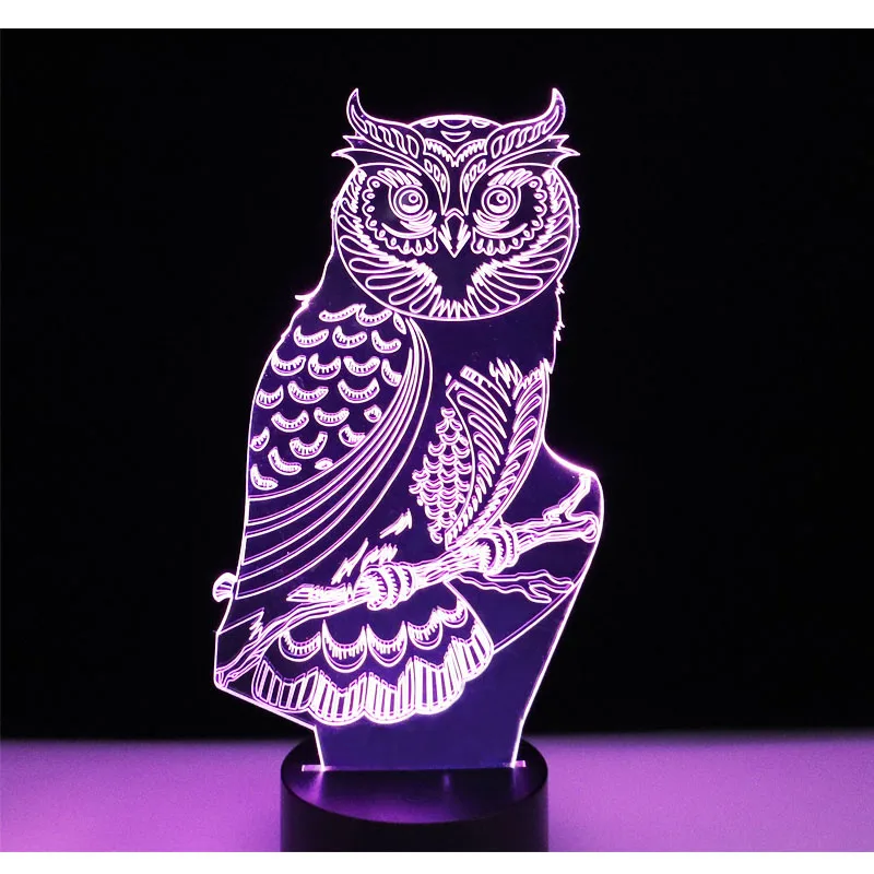 3D LED ночник духовная сова с 7 видов цветов лампа для украшения дома чудесная