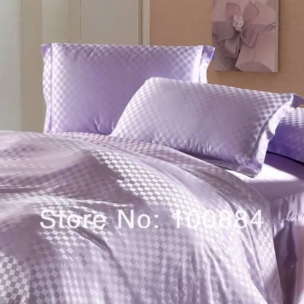 Королевский Фиолетовый Шелковый пододеяльник, 30% шелк+ 70% волокно 4 шт комплект постельных принадлежностей без наполнения, шелковые покрывала фиолетовый шелк