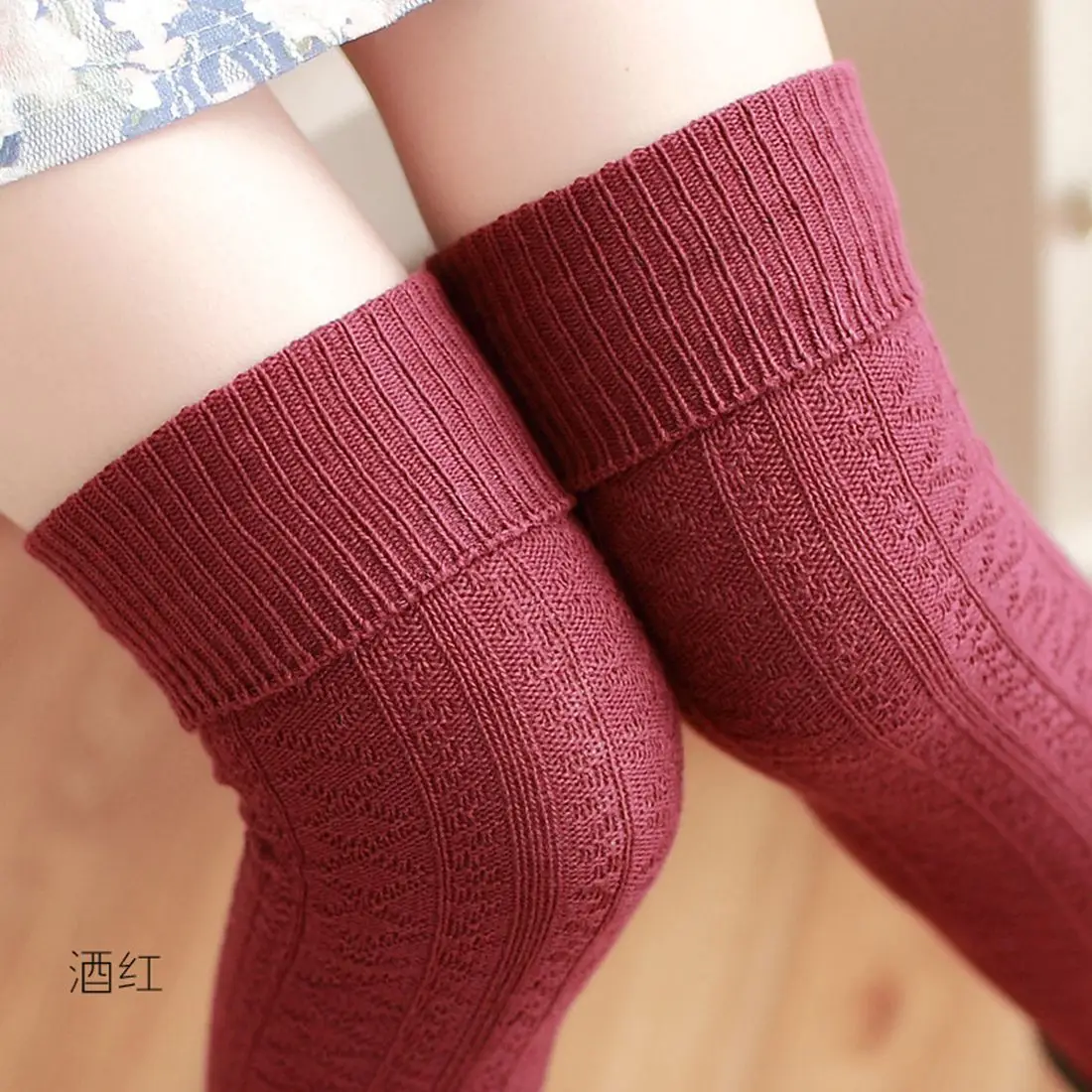 Beige Brown Red Gray Black Knee Socks Women Warm Thigh High Stockings Stocking 2016 Fashion Sexy Cotton Long Socks Winter Medias