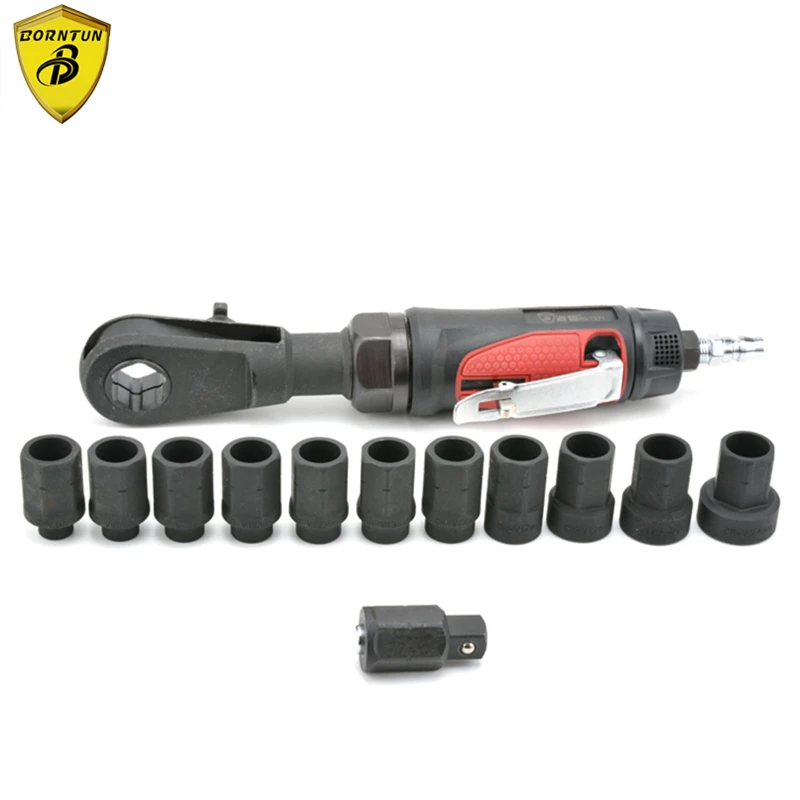 

Borntun Pneumatic Air Ratchet Wrench Automobile Socket Setting Max. M24 Screw Pneumatic Tools Car Repairing Maintenance Tool Kit