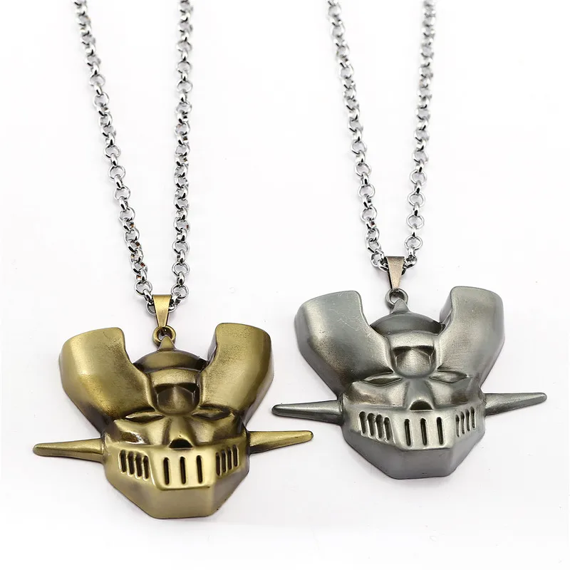 

Anime Trinket Mazinger Z Helmet Necklace Metal Sliver Gold Fashion Jewelry Pendant Top Quality Fans Gift Choker Trinket