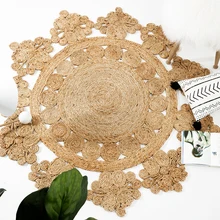 Джутовый ковер геометрический богемский индийский ковер цветочный пасторальный современный круглый прикроватный коврик марокканский французский шикарный дизайн в скандинавском стиле