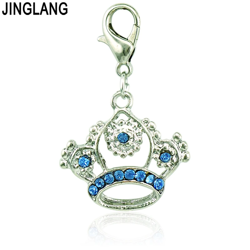 

JINGLANG Wholesale Lobster Clasp Charms Rhinestone Crown Pendants DIY Charms For Jewelry Making Accessories Free Shipping