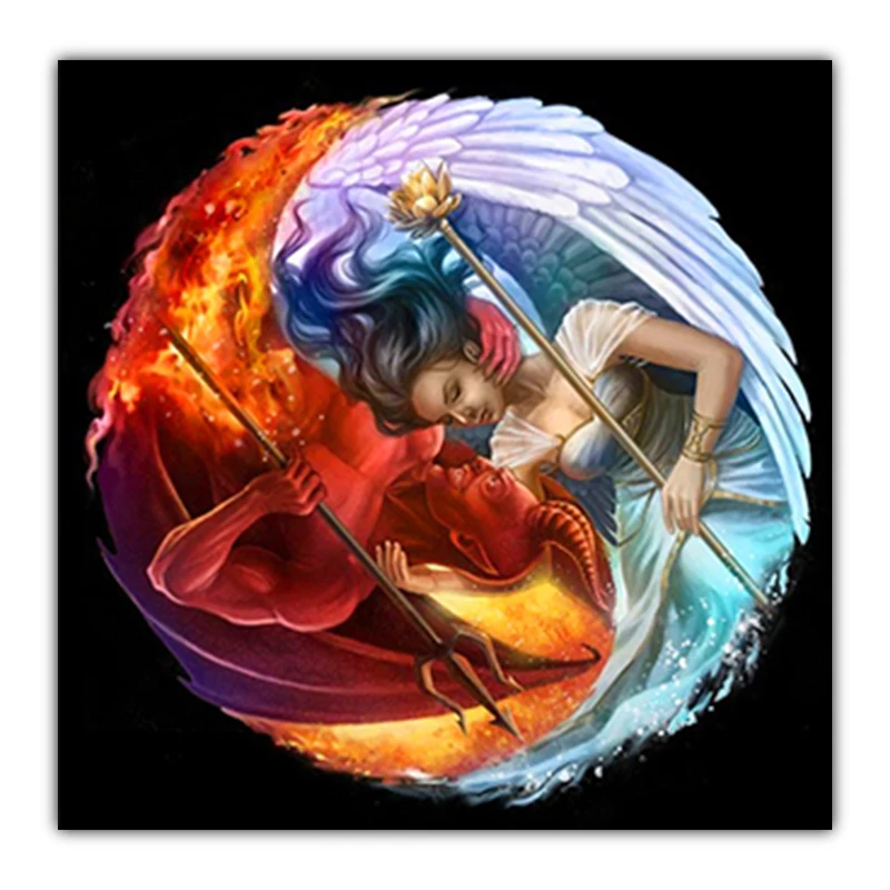 5D Diy Diamond Painting Sun and Moon Lovers Pattern Diamond Square