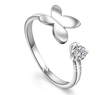 FREE SHIPPING USA WHOLESALES CHEAP PRICE SIZE CAN BE ADJUSTED STERLING FINE SILVER JEWELRY WOMEN&MENS’ WEDDING RING BUTTERFLY