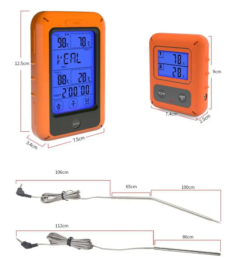 TS-TP20 беспроводной цифровой термометр для приготовления пищи с двойной зонд Кухня Еда мясо выпечки термограф для Смокер-гриль барбекю
