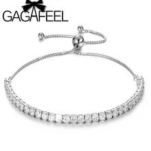 GAGAFEEL 925 серебряные ювелирные изделия AAA кубический цирконий теннисные браслеты Браслеты Регулируемая цепь браслет белый камень подарки