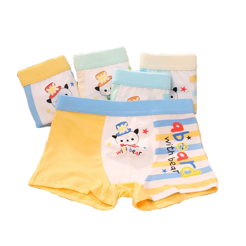 

New 5Pcs/lot Soft Organic Cotton Kids Boys Underwear Shorts Panties Candy Colors Baby Boxer Children Teenager Underwear 4-11T