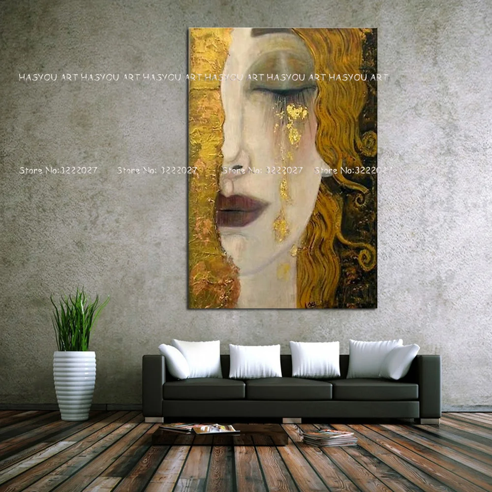 キャンバス絵画黄金涙グスタフ クリムトの絵画現代油絵quardro壁の写真リビングルームのホームインテリア Painting Calligraphy Aliexpress