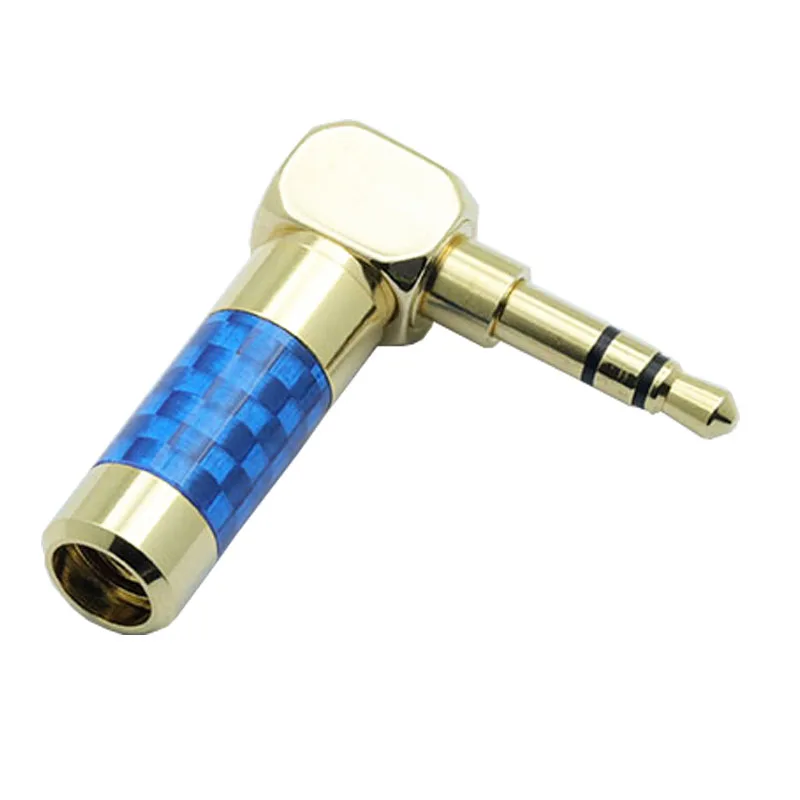 100pcs lot 3 Poles 3 5mm Right Angle Male Plug Carbon Fiber Jack 3 5mm Plug Soldering Headphone Wire Connector for 6MM Cable