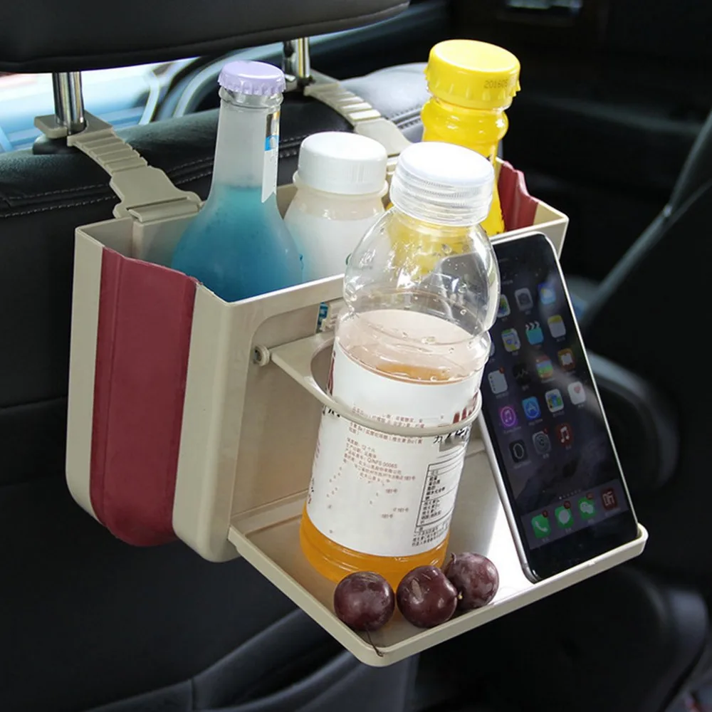 Foldable-Black-Beige-Multifunctional-Car-Seat-Back-Desk-Food-Drinks-Table-Rack-Beverage-Cup-Holder-Hanging