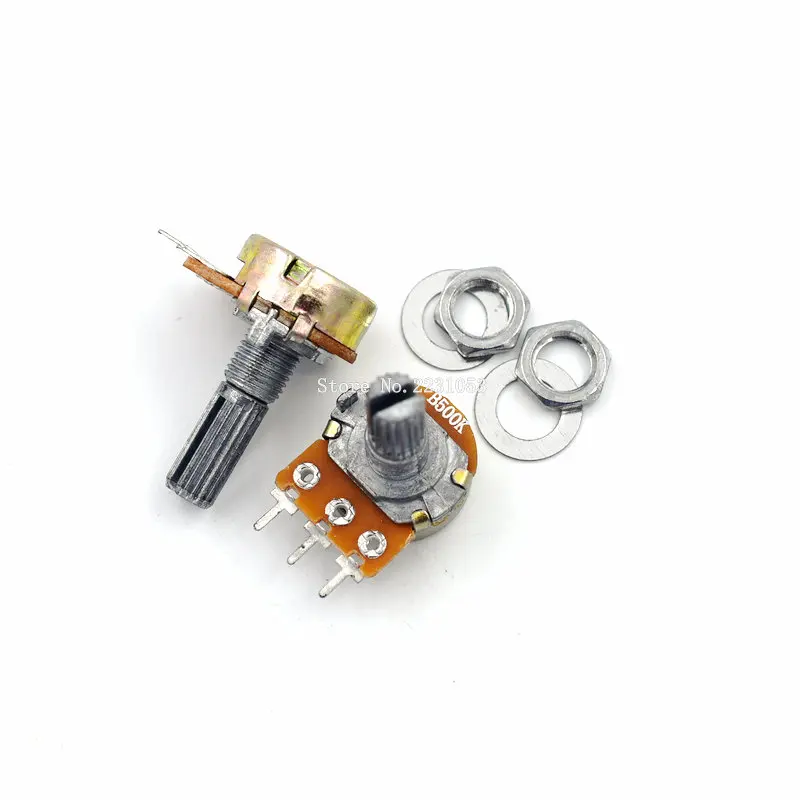 5PCS/LOT B500K 500K ohm WH148 3Pin Linear Single Rotary Potentiometer Pots Shaft 20MM With Nuts And Shim | Обустройство дома