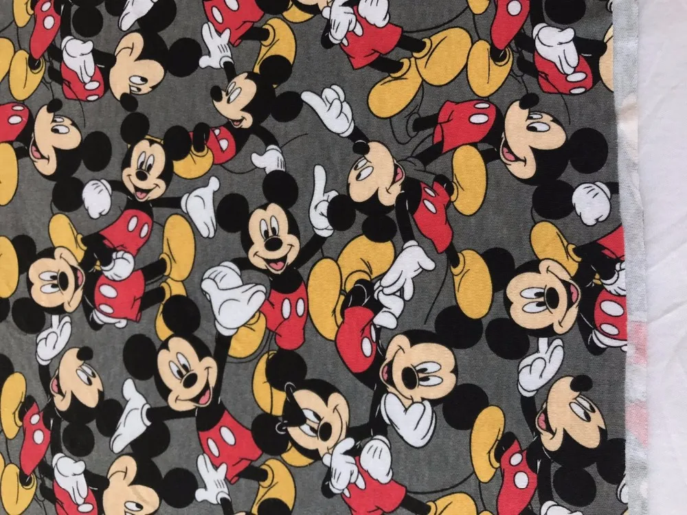 50*170 см, эластичное хлопковое трикотажное пальто с изображением Микки, утепленное пальто с принтом для маленьких мальчиков и девочек, diy ткань